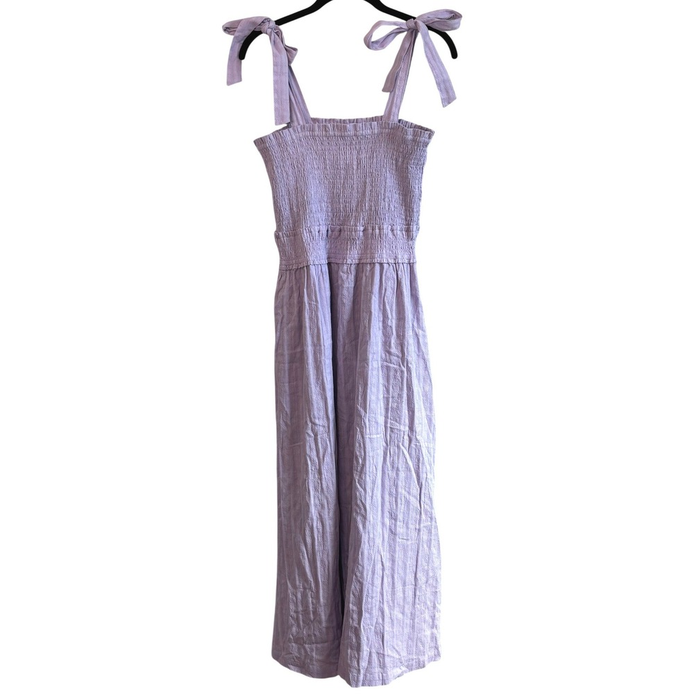 NEW Lost + Wander Maxi Dress Lavender Womens Size Medium Smocked Tie Shoulder